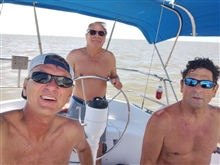 Jason, Carl Dominque and Bob Parker sailing SV Overide