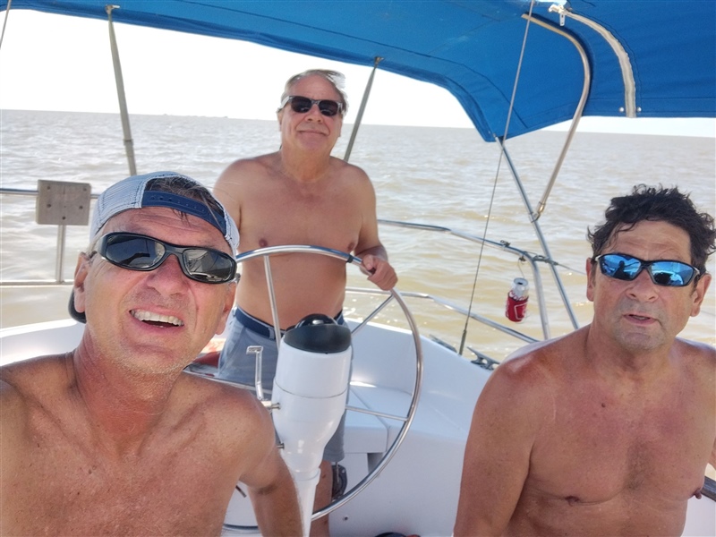 Jason, Carl Dominque and Bob Parker sailing SV Overide