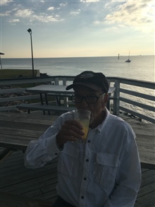 Mac Boulet enjoying the CYC Club Deck and a cocktail